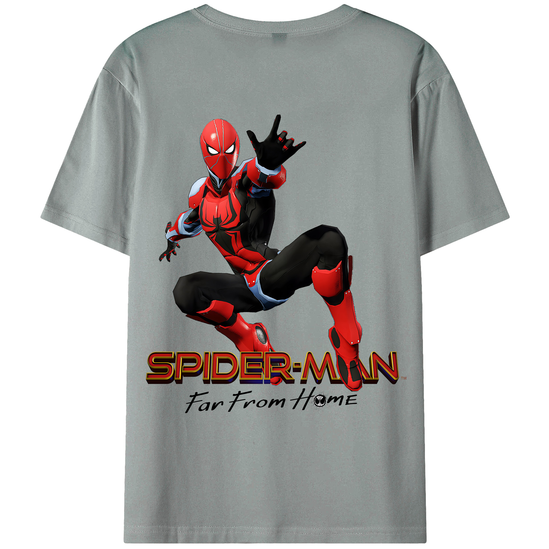 （画像用） Spider Man スパイダーマン 綿100％ メンズ半袖Tシャツ（バックプリント） 通気性